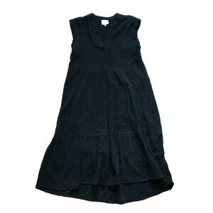 We are Sundays Cotton Gauze Midi Dress Womens 2 Small Black V-Neck Sleeveless
